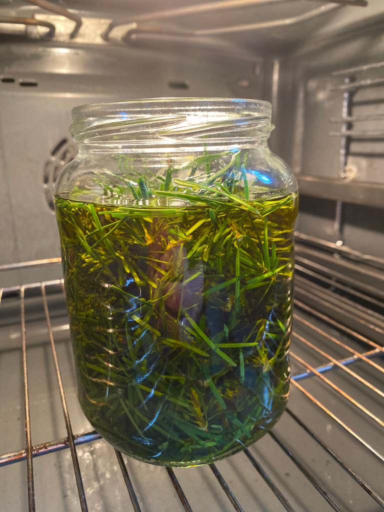 Warmauszug von Kräutern im Ofen