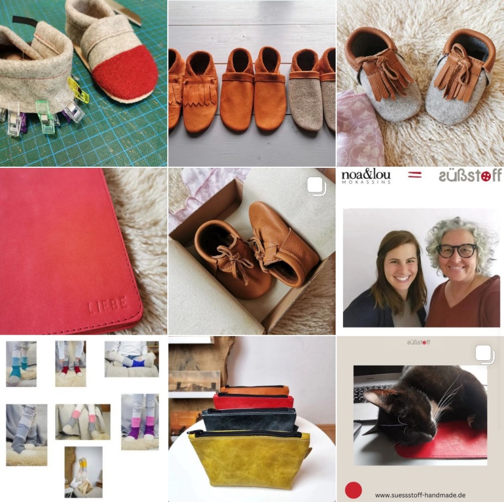 Süßstoff handmade, handgemachte Hausschuh aus natürlichen Materialien. Nachhaltige Handtaschen und Lederfliegen.