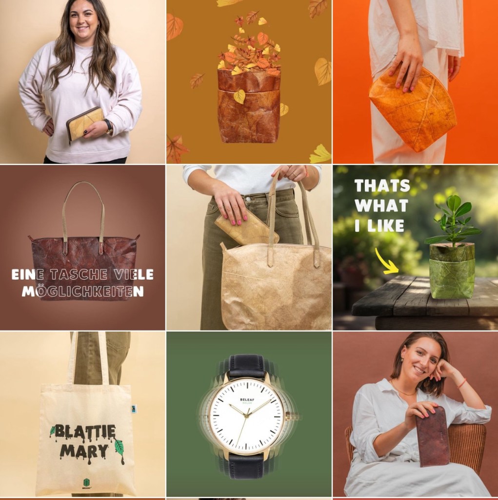 Beleaf, Taschen und Accessoires aus Teak Blattleder. Nachhaltiges Material, fair verarbeitet.