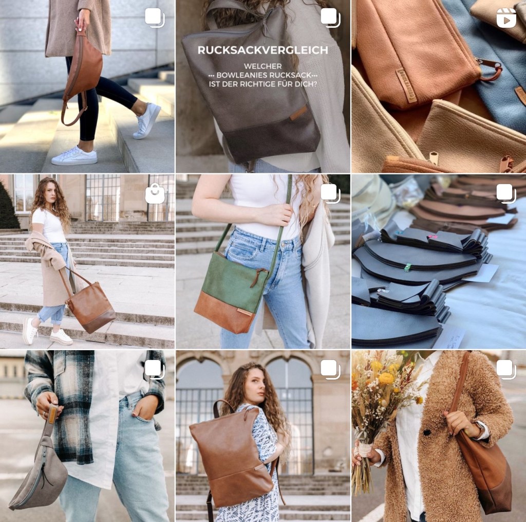 Bowleanies, handgenähte Taschen und Rucksäcke aus nachhaltigem Lederfaserstoff.